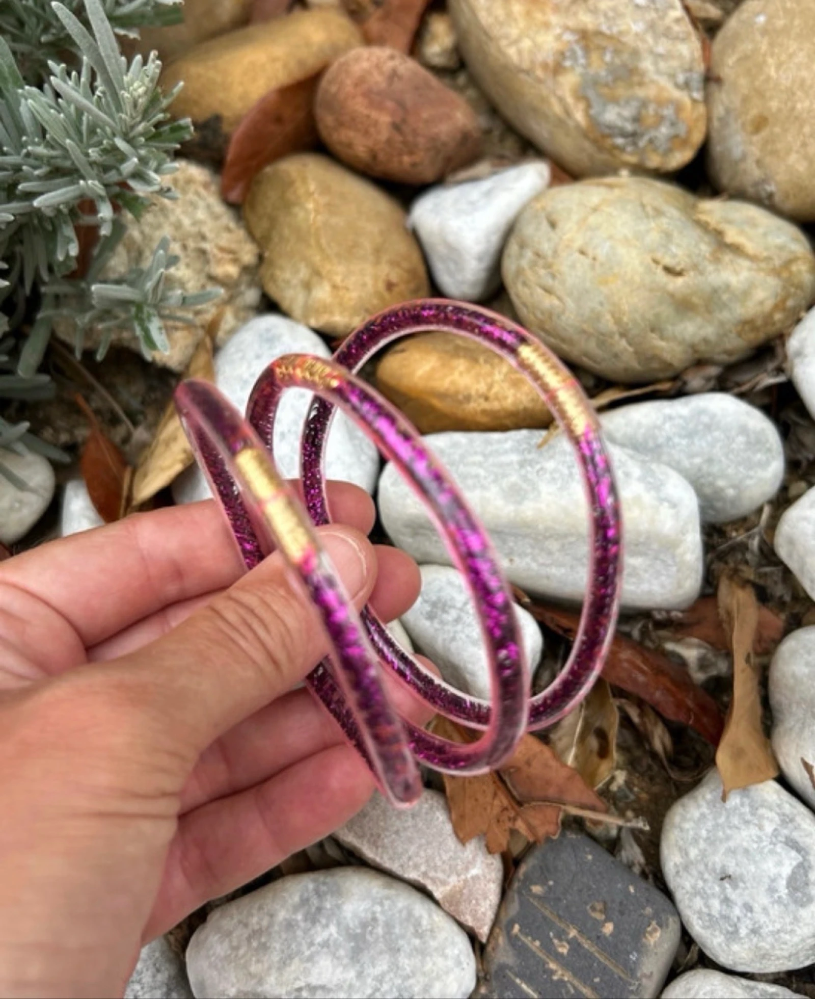 3 purple sequin Buddhist bangle bracelets – photo 2